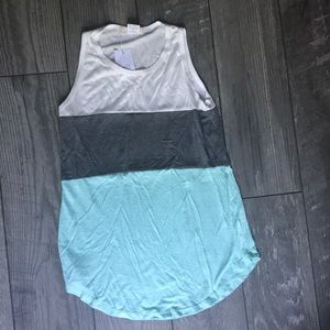 Three tone blue white and grey summer muscle tee